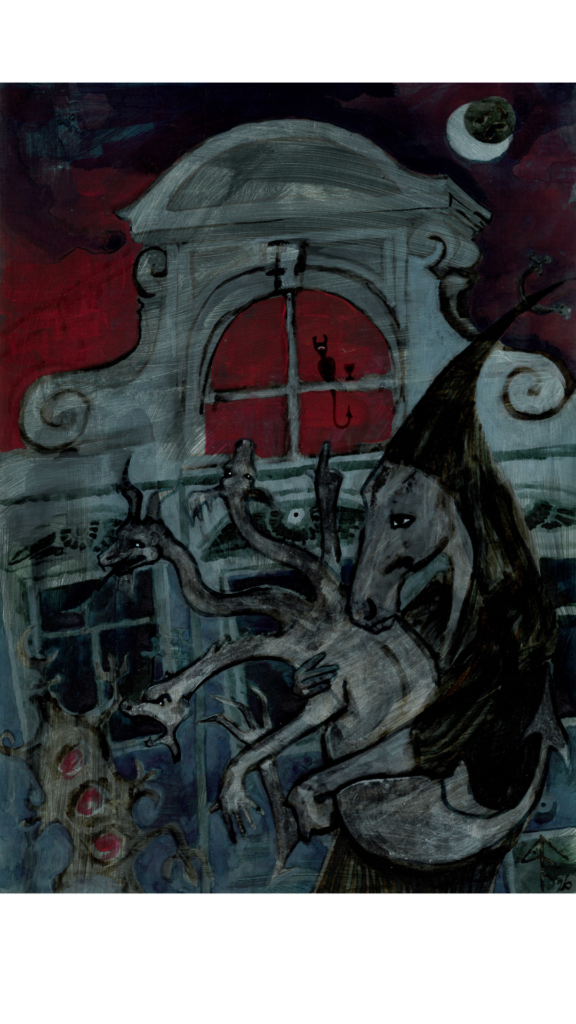 WINDOW ON CHOPIN'S STR./ Langas Šopeno g. A3, ink and acrylic on cardboard, 2026