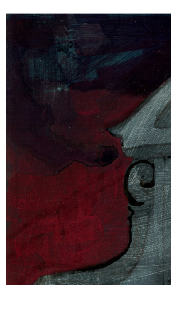 fragment of WINDOW ON CHOPIN'S STR./ Langas Šopeno g. A3, ink and acrylic on cardboard, 2026